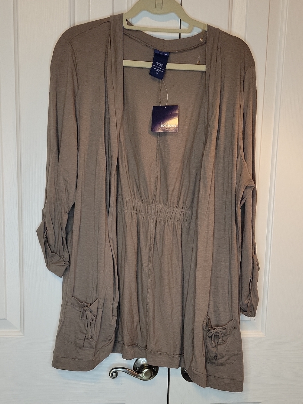 Basic Editions Brown Lightweight Open Front Cardigan